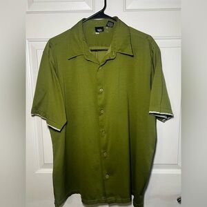 Men’s Mossimo Bowlers Casual Olive Green Button Down Shirt XL